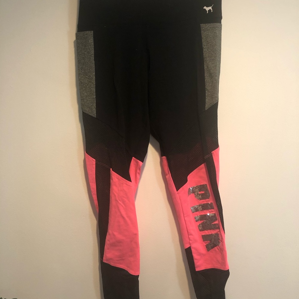 VS Pink Pocketed Sport Leggings W/ Front Mesh